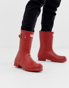 Короткие резиновые сапоги красного цвета Hunter-Красный