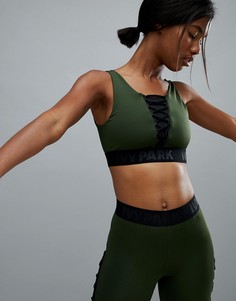 Спортивный бюстгальтер цвета хаки со шнуровкой Ivy Park-Зеленый