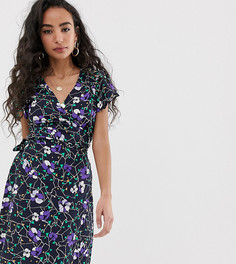 Темно-синее платье мини с запахом и цветочным принтом Vero Moda Petite-Мульти