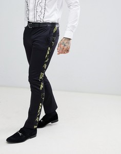 Черные супероблегающие жаккардовые брюки Twisted Tailor-Черный