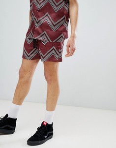 Бордовые облегающие шорты с принтом ASOS DESIGN-Красный