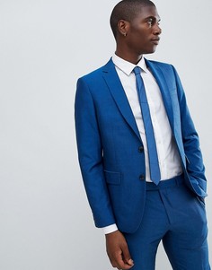 Синий приталенный пиджак Moss London-Мульти