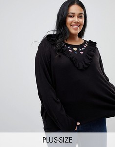 Джемпер с вышивкой Junarose-Черный