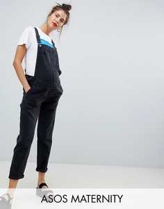 Выбеленный черный джинсовый комбинезон ASOS DESIGN Maternity