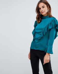 Блузка с оборками Closet London-Зеленый