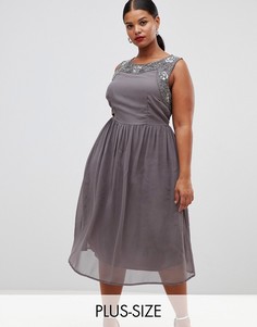 Короткое приталенное платье с отделкой Lovedrobe Luxe-Серый