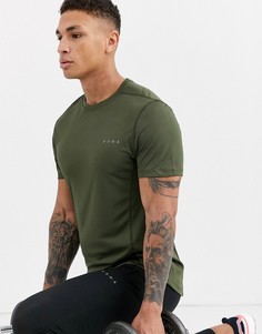 Спортивная футболка цвета хаки из быстросохнущей ткани ASOS 4505-Зеленый