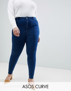 Облегающие джинсы с завышенной талией ASOS DESIGN Curve-Синий
