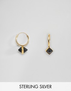 Серьги-кольца из позолоченного серебра с камнем ASOS DESIGN-Золотой