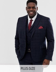 Сине-золотистый приталенный пиджак в клетку Harry Brown Plus-Синий