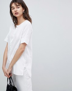 Блузка с отворотами на рукавах Selected Femme-Белый