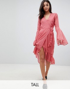 Платье мини с запахом и расклешенными рукавами Vero Moda Tall-Розовый