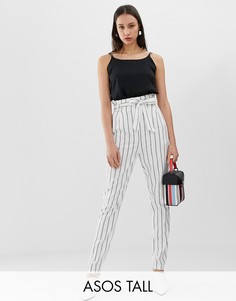 Льняные суженные книзу брюки-галифе с поясом ASOS DESIGN Tall-Мульти