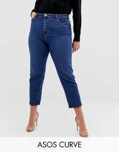 Темные узкие джинсы в винтажном стиле с завышенной талией из переработанных материалов ASOS DESIGN Curve - Farleigh-Синий