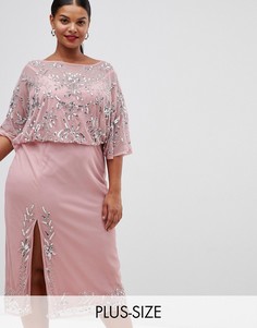 Платье миди с отделкой Lovedrobe Luxe-Розовый