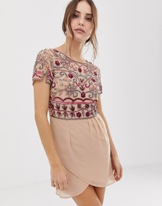 Платье мини с декоративной отделкой и запахом Frock And Frill-Розовый