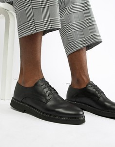 Черные кожаные туфли на шнуровке ASOS DESIGN-Черный