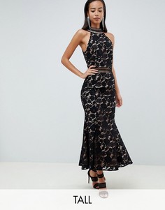 Черное кружевное платье макси с американской проймой Jarlo Tall-Черный