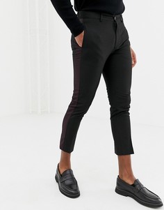 Черные строгие брюки с полосой по бокам New Look-Черный