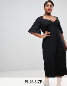 Платье макси с расклешенными рукавами Fashion Union plus-Черный