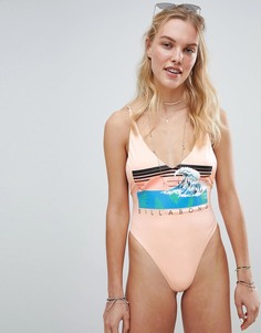 Слитный купальник в стиле 80-х Billabong-Розовый