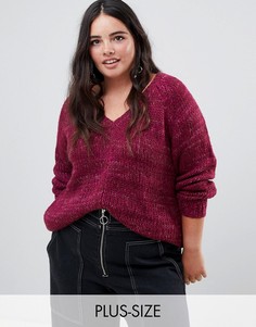 Джемпер с V-образным вырезом Zizzi-Розовый