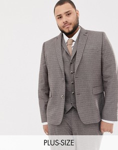 Приталенный пиджак в клетку Harry Brown Plus Brown-Коричневый