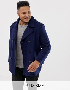Пальто-бушлат с добавлением шерсти Harry Brown Plus premium-Темно-синий