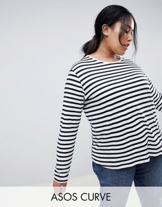 Свободный лонгслив в полоску ASOS DESIGN Curve-Мульти