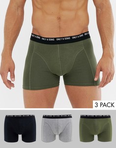 Набор из 3 разноцветных боксеров-брифов Only & Sons-Мульти