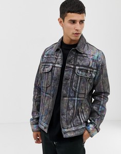 Джинсовая куртка с разноцветным принтом ASOS DESIGN-Мульти