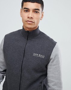 Темно-серая спортивная куртка в стиле колор блок на молнии Jack Wills Barnsley-Серый