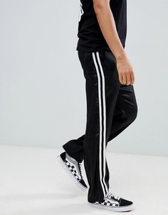 Черные брюки прямого кроя с белыми полосками по бокам ASOS DESIGN-Черный