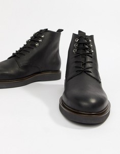 Черные кожаные ботинки на шнуровке H By Hudson-Черный