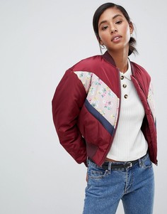 Бомбер в стиле колор блок с цветочным принтом ASOS DESIGN-Мульти