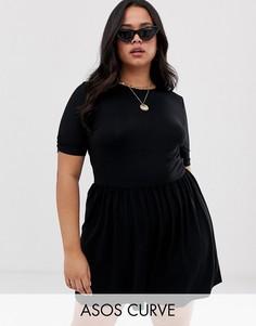 Трикотажный чайный ромпер ASOS DESIGN Curve-Черный