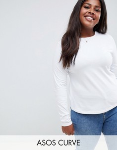 Белый лонгслив с круглым вырезом ASOS DESIGN Curve ultimate