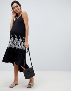 Сарафан миди с вышивкой ASOS DESIGN Maternity-Черный