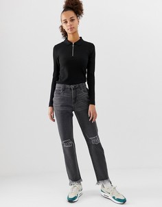 Черные джинсы прямого кроя с рваной отделкой Noisy May-Черный
