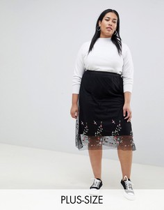 Сетчатая юбка с вышивкой Koko-Черный