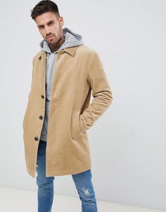 Вельветовый однобортный тренч светло-бежевого цвета ASOS DESIGN-Светло-бежевый