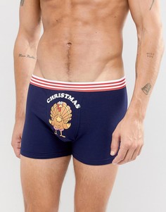 Новогодние боксеры-брифы с принтом индейки ASOS DESIGN-Мульти