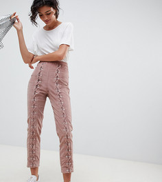 Облегающие брюки с декоративной шнуровкой ASOS DESIGN-Розовый