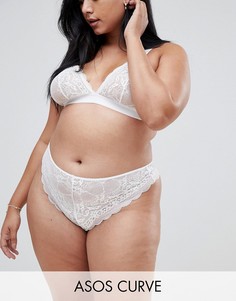 Кружевные стринги ASOS DESIGN Curve Ella-Белый