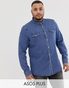 Облегающая эластичная джинсовая рубашка в стиле вестерн ASOS DESIGN Plus-Синий