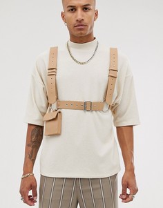 Бежевая сбруя-бандаж с сумкой из искусственной кожи ASOS DESIGN-Бежевый