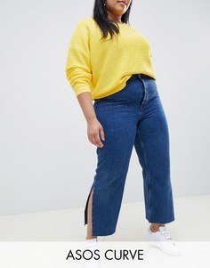 Выбеленные джинсы прямого кроя с разрезами ASOS DESIGN Curve Recycled Florence-Синий