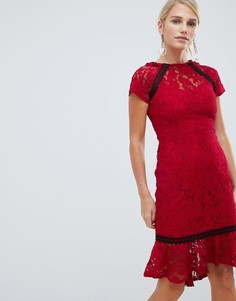 Кружевное платье с оборкой Paper Dolls-Красный