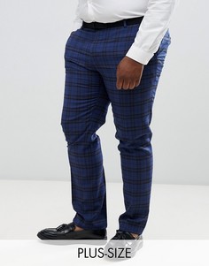 Полушерстяные супероблегающие брюки с принтом тартан Twisted Tailor-Синий