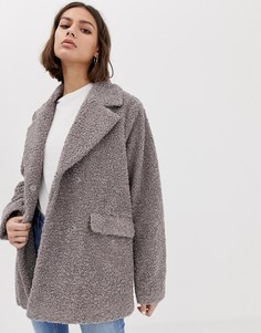 Пальто с плюшевой текстурой Ichi-Серый